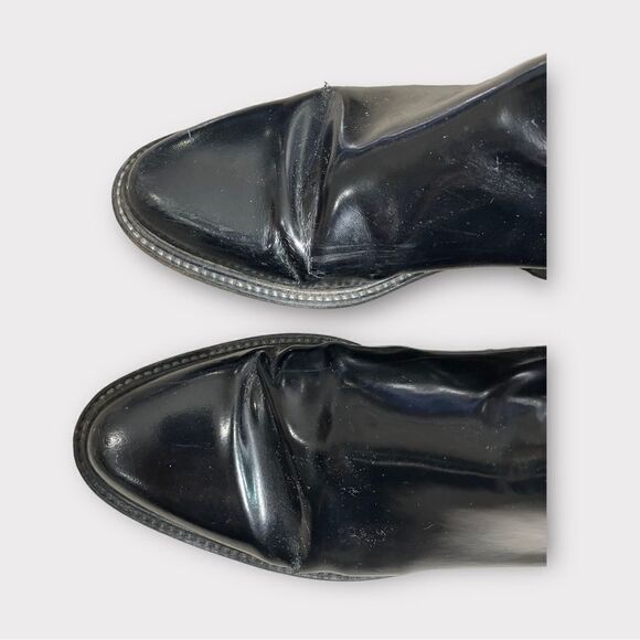 Creatures of Comfort Black Patent Leather Ankle Pull On Moto Boots - Picture 6 of 16